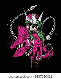 Pink Skull Head - Super Hero Monster in Japanese Anime - A Design for Logos, Stickers, and T-Shirts