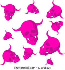 pink skull with horns
