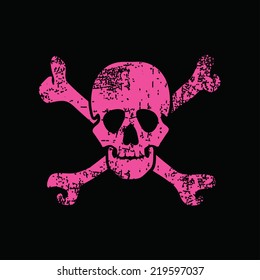 Pink Skull On Black Grunge Background