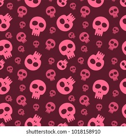 pink skull on burgundy background