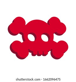 Pink skull on a white background 3d, vector