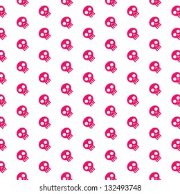 Pink skull patterns on white background