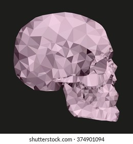 pink skull from triangles drawn in a profile