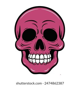 ilustración vintage de Vector de calavera rosa