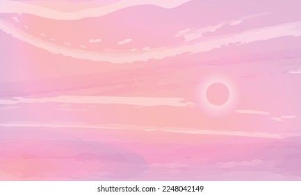Pink sky background. Abstract pastel background. Dream illustration. 