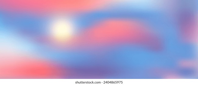 Pink sky background. Pastel abstract purple gradient sunset. Watercolor winter cold wallpaper. Vector blurred landscape