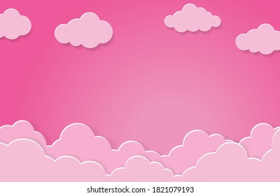 Pink sky background. Valentine's day concept. Vector illustration