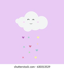Pink sky with cloud. vector illustration