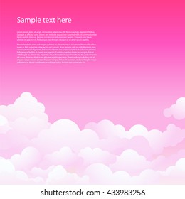 Pink sky with clouds. Vector background. Beautiful sky.