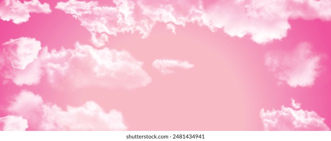 Pink sky and clouds vector design for background.