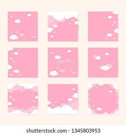 Pink sky with clouds wallpaper vector set