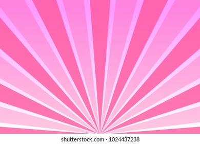 Pink sky with rays. Abstract background with sunrays, sun, sunbeams, beams, dawn, sunrise. Retro banner, flyer card Vector illustration