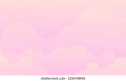 Cielo rosa y nubes azucaradas de algodón rosa para el diseño. Cielo de verano con un cielo claro y colorido. Hermoso paisaje de fondo pastel.Copiar ilustración vectorial del espacio.