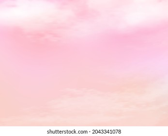 Cielo rosa y fondo de nube blanca. Fondo horizontal del cielo. Cielo de verano con un cielo claro y colorido. Aire dulce con fondo de color pastel. Ilustración vectorial.