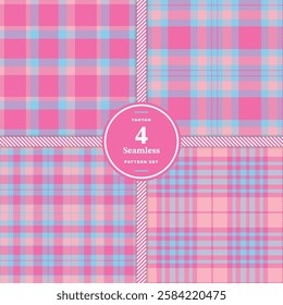 Pink and Skyblue Seamless Pattern Set of 4