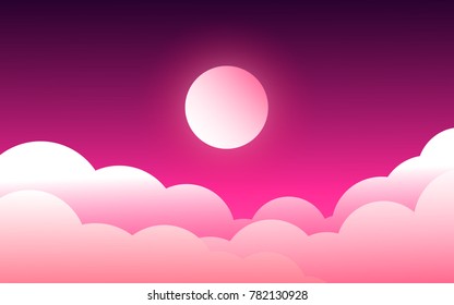 pink skyline landscape view vector