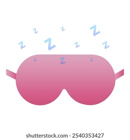 Pink sleeping mask for eyes. Eye protection for rest at night, bandage. Vector illustration