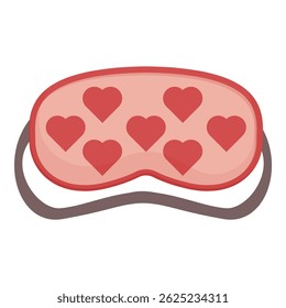Pink sleeping mask with red hearts, promoting restful sleep and sweet dreams