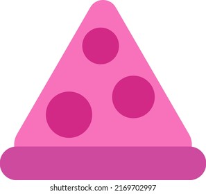 Pink slice of pizza, illustration, vector on a white background.