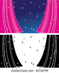 pink sliding curtain with stars