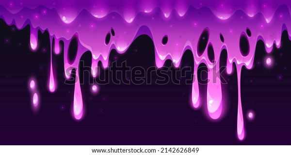 Pink slime dripping, liquid goo, syrup or\
mucus texture with drops falling down, jam, jelly, sticky ooze\
drops, horror background for Halloween, cartoon gelatin frame or\
border, Vector\
illustration