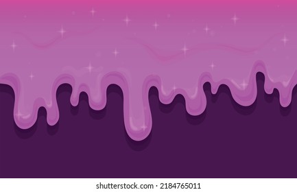 Pink Slime. Glitter Drip Bubble Gum Or Strawberry Jelly, Texture Sweet Berry Glaze For Donut Cake Doughnut, Flow Drop Splash Purple Melt Candy, Background Neat Vector Illustration