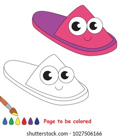 Pink Slipper Funny to be colored, the coloring book for preschool kids with easy educational gaming level.