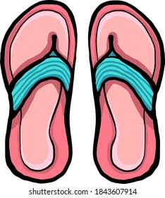 Pink slippers, illustration, vector on white background