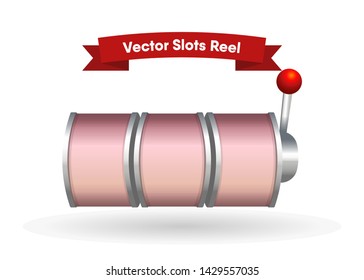 Pink Slot Machine Slots Reel Spin Gambling Vector Illustration