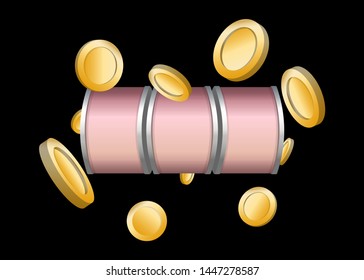 Pink Slot Machine Slots Reel With Coins Jackpot Spin Gambling Vector Illustration