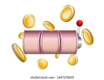 Pink Slot Machine Slots Reel With Coins Jackpot Spin Gambling Vector Illustration