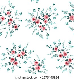 pink small vector flowers bunches pattern