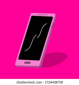 Pink Smartphone blank screen on pink background