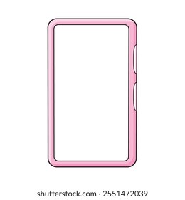 Pink smartphone with an empty blank screen isolated vector illustration