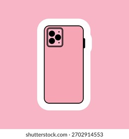 Smartphone rosa en estilo plano
