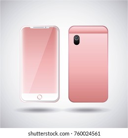 pink smartphone gadget digital front and back view design