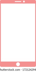 Pink smartphone icon. A button in the middle type. Sweet vector