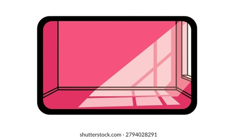 Pink smartphone screen with sunlight reflection