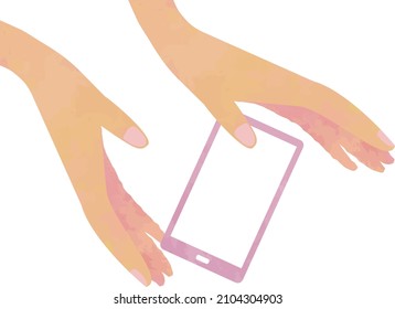 A pink smartphone that floats between your hands