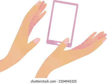 A pink smartphone that floats between your hands