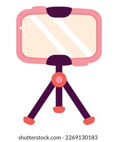 pink smartphone in tripod icon