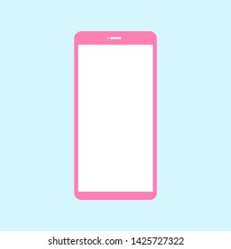 pink smartphone with white blank screen on blue background. vector illustration