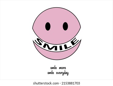 pink smile aisy flower design vector retro slogan t-shirt  retro groovy slogan print with hippie typography, flowers and checkered background etc positive inspiration motivation urban 