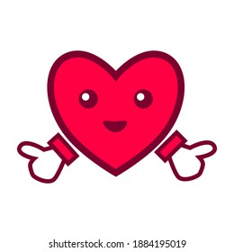 pink smiley heart cartoon design. cute heart icon. used for templates