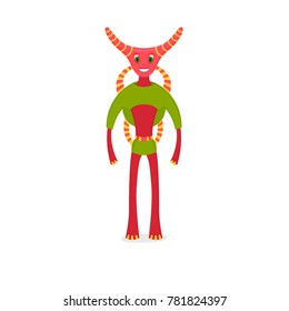 Pink smiling aliens. Vector cartoon illustration on white background. Cute cartoon character with a newcomer with tentacles. Children's monster / ghost.