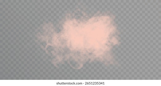 Nuvem de fumaça rosa com textura macia sobre fundo transparente. Efeito vetor de nuvens, fumaça, vapor, fumaça tóxica.
