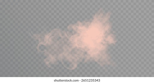 Nuvem de fumaça rosa com textura macia sobre fundo transparente. Efeito vetor de nuvens, fumaça, vapor, fumaça tóxica.