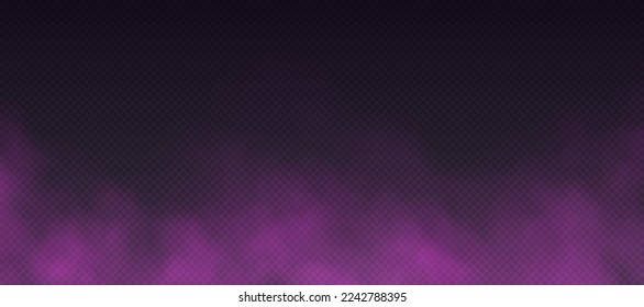 Pink smoke, colorful fog, realistic smog, haze, mist or cloudiness effect isolated on transparent background. Colored powder concept, holi celebration background. Vector illustration.