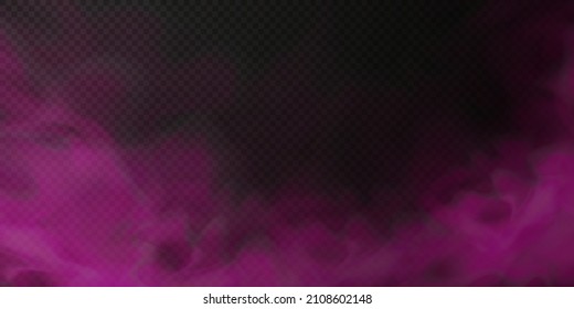 Pink Smoke Puff Isolated On Transparent Black Background. PNG. Steam Explosion Special Effect. Effective Texture Of Steam, Fog, Smoke Png. Vector Illustration