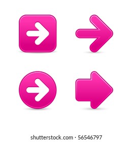 Pink smooth arrow sign web 2.0 buttons with shadow on white background